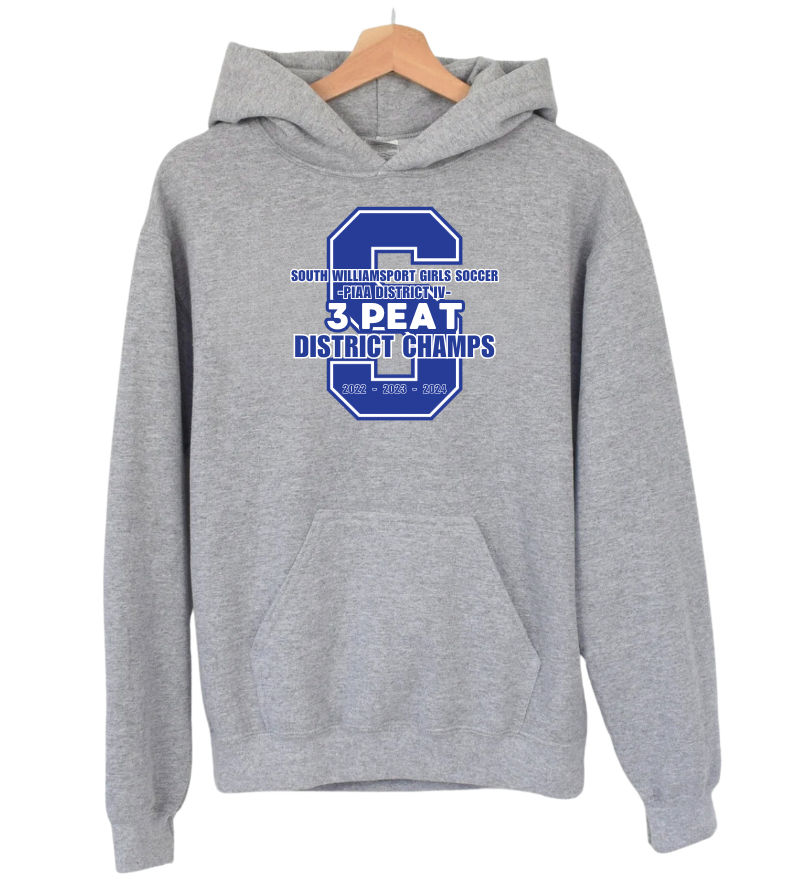 South Williamsport Girls Soccer District Champs Grey Hooded Sweatshirt