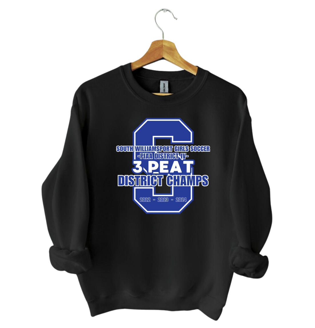 South Williamsport Girls Soccer District Champs Black Crewneck Sweatshirt