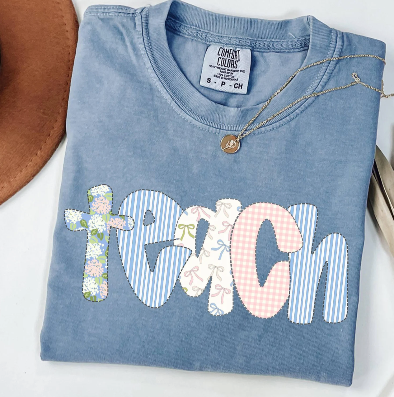 Blue Trendy Teach Teaching Shirt