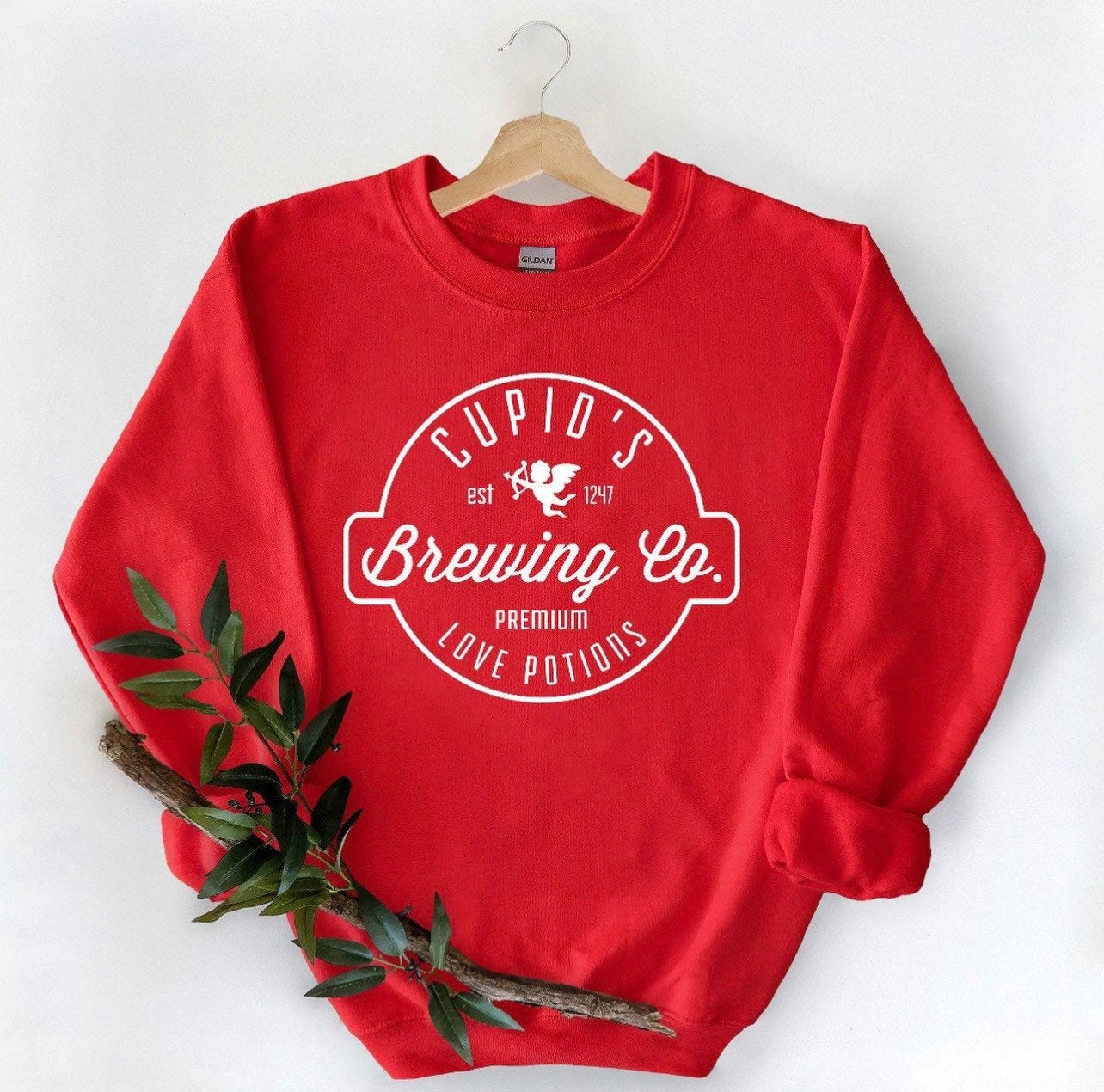Cupids Brewing Company Red Valentines Day Crewneck