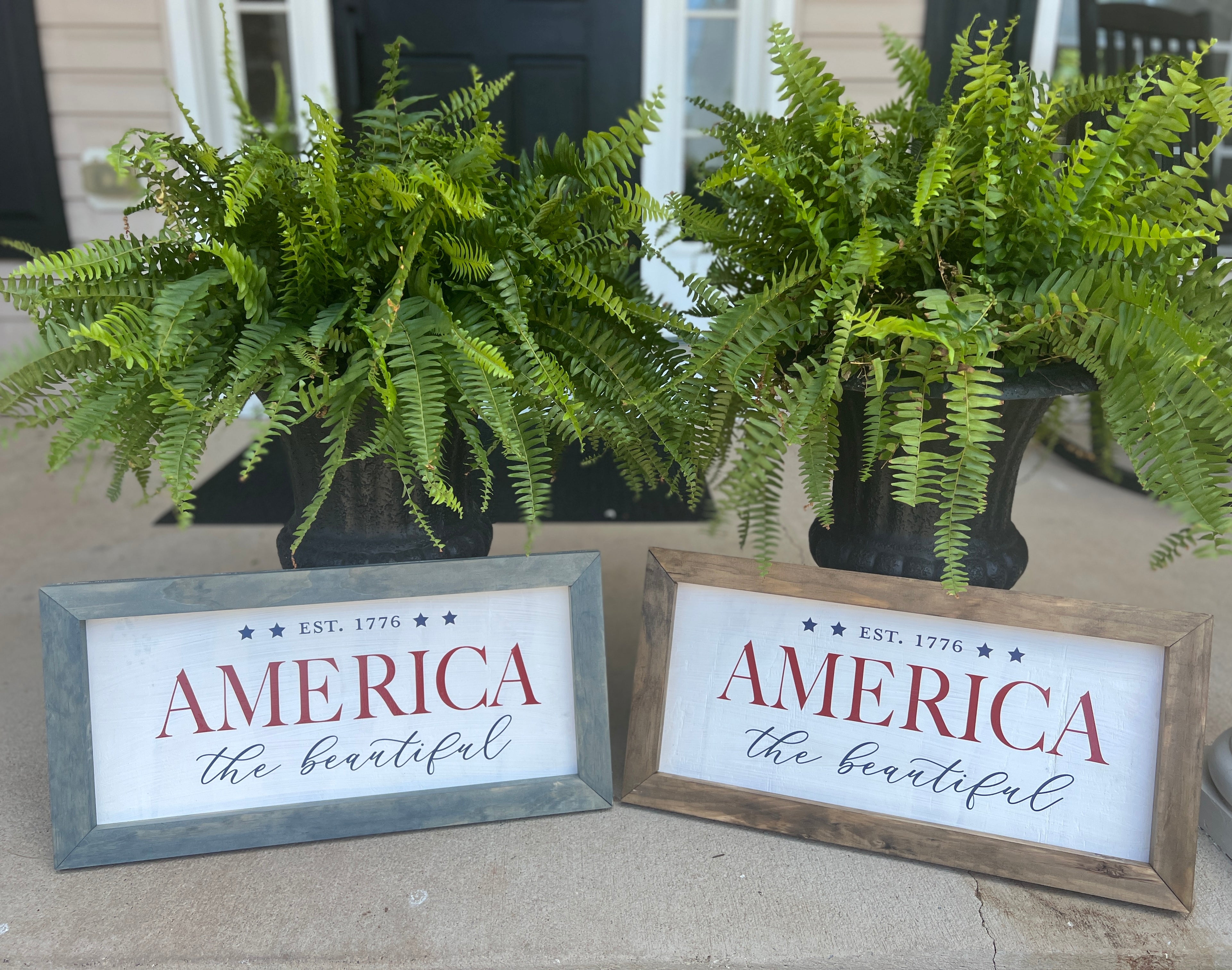 America the Beautiful 4th of July Wooden Pine Decor Sign