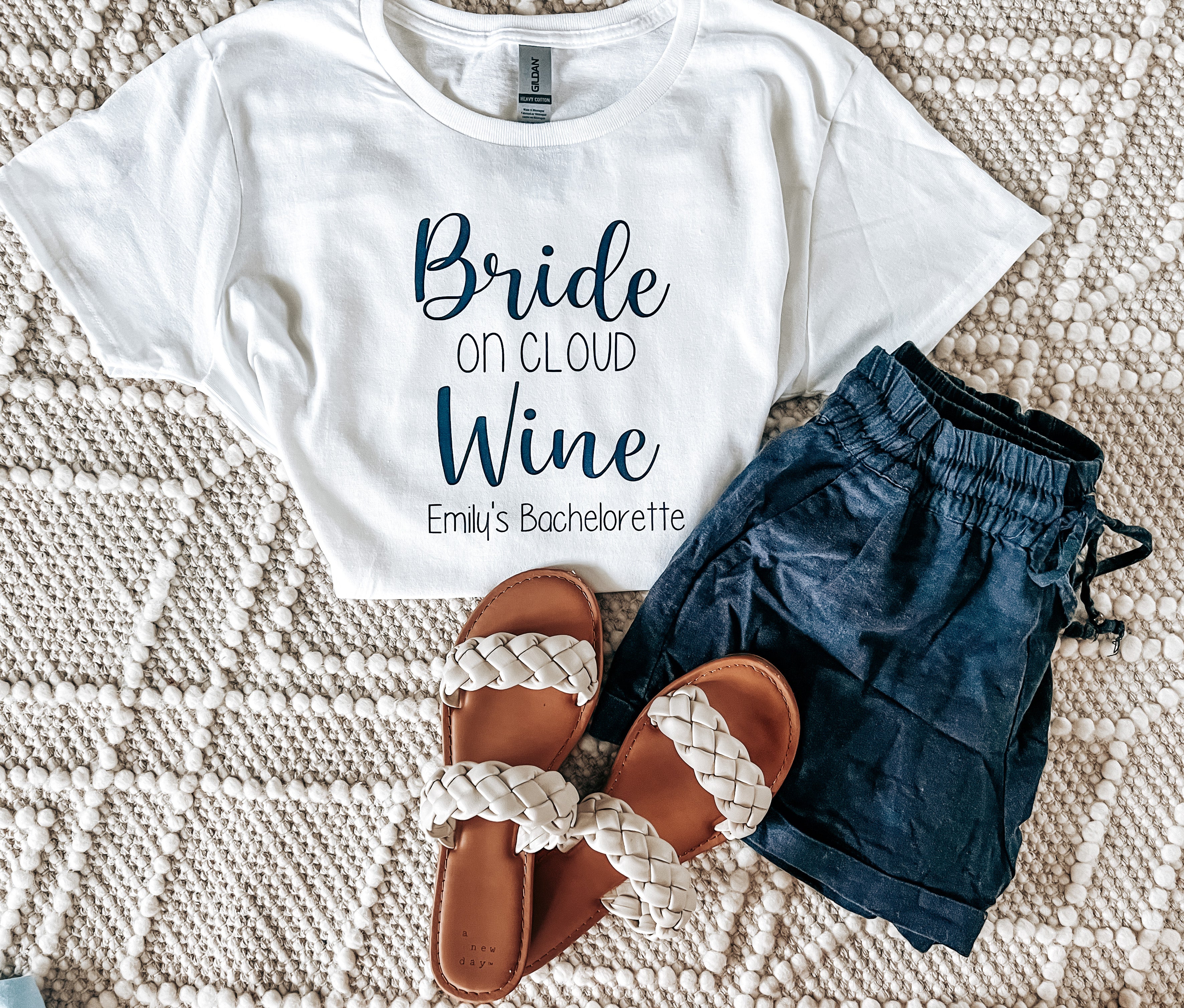 Girls Just Wanna Have Wine Light Blue Personalized Bachelorette Shirts