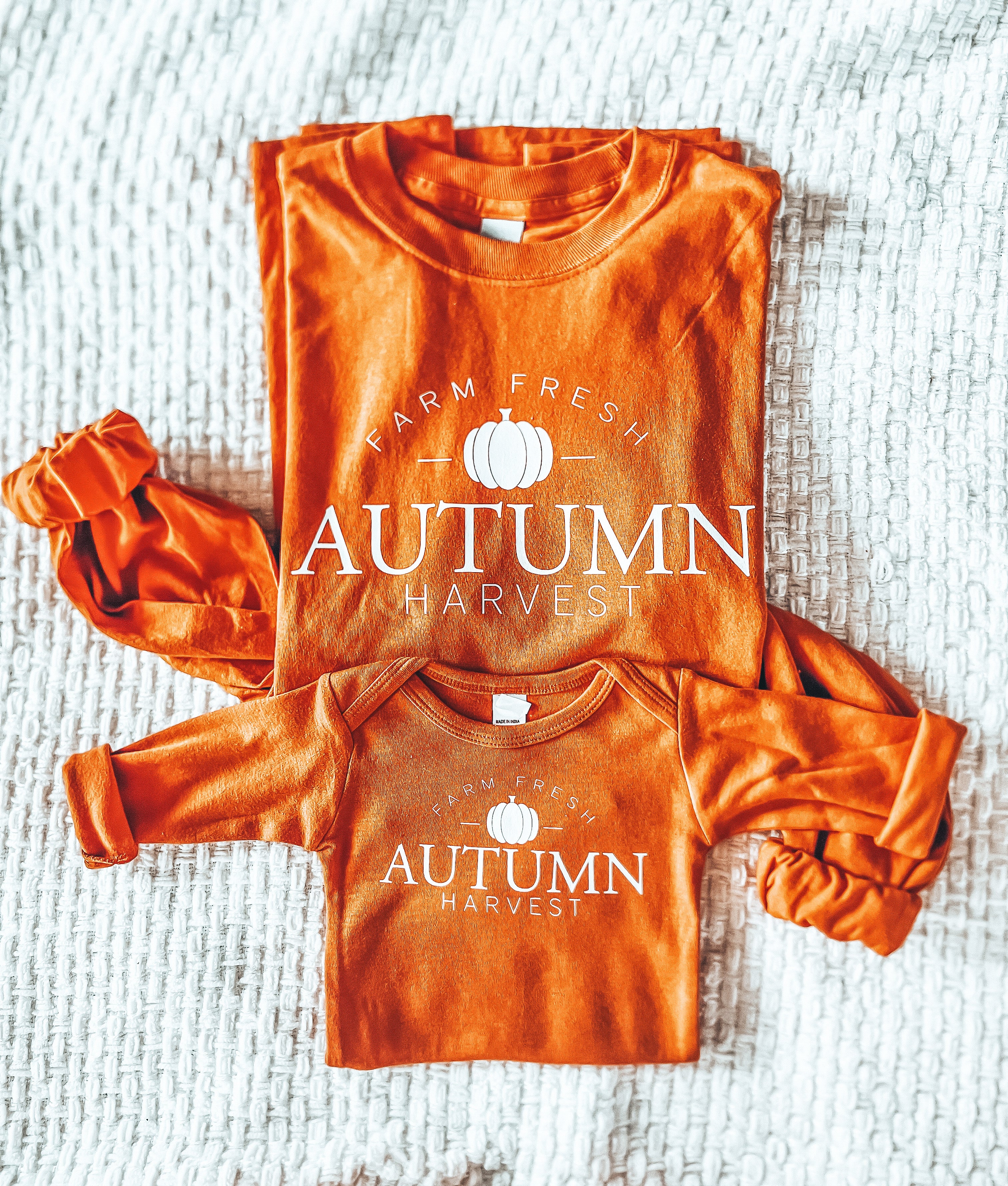 Fall Farm Fresh Pumpkin Matching Mommy and Me Long Sleeve Tees