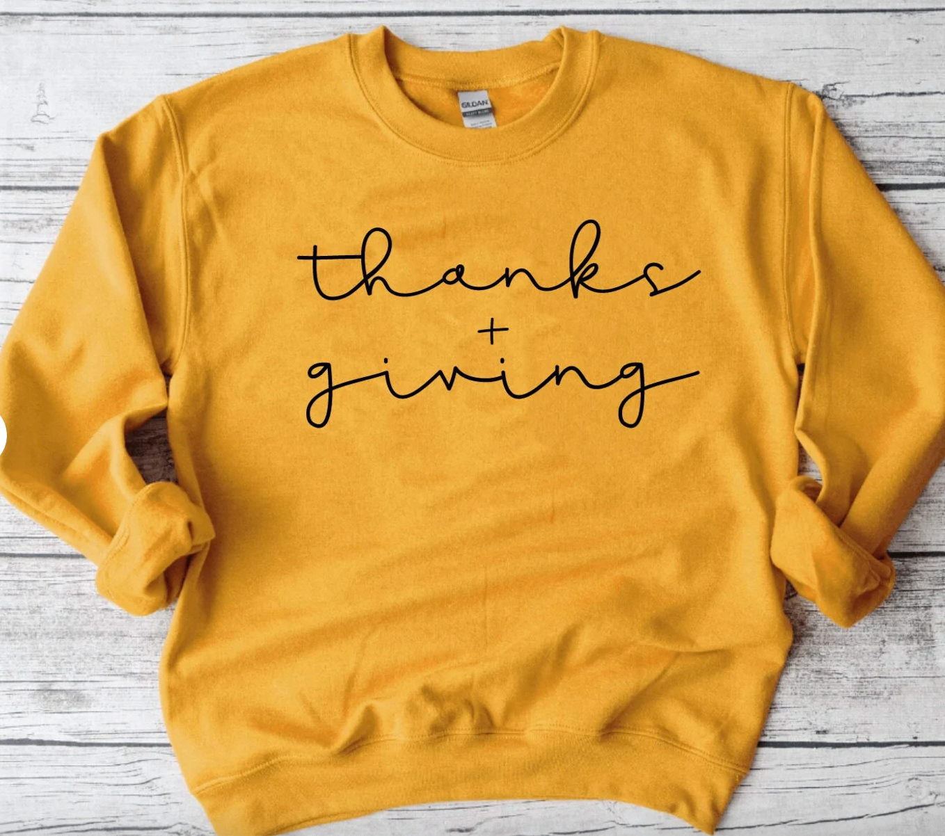 Thanks + Giving Thanksgiving Gold Crewneck