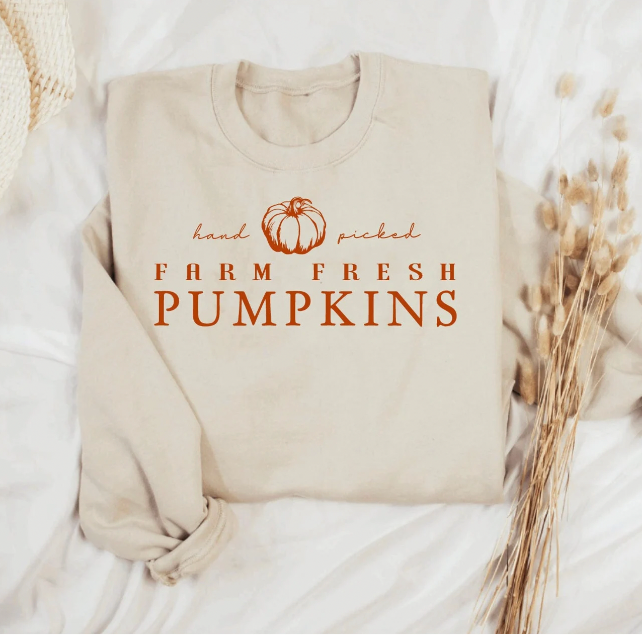 Hand Picked Farm Fresh Pumpkins Cream Crewneck