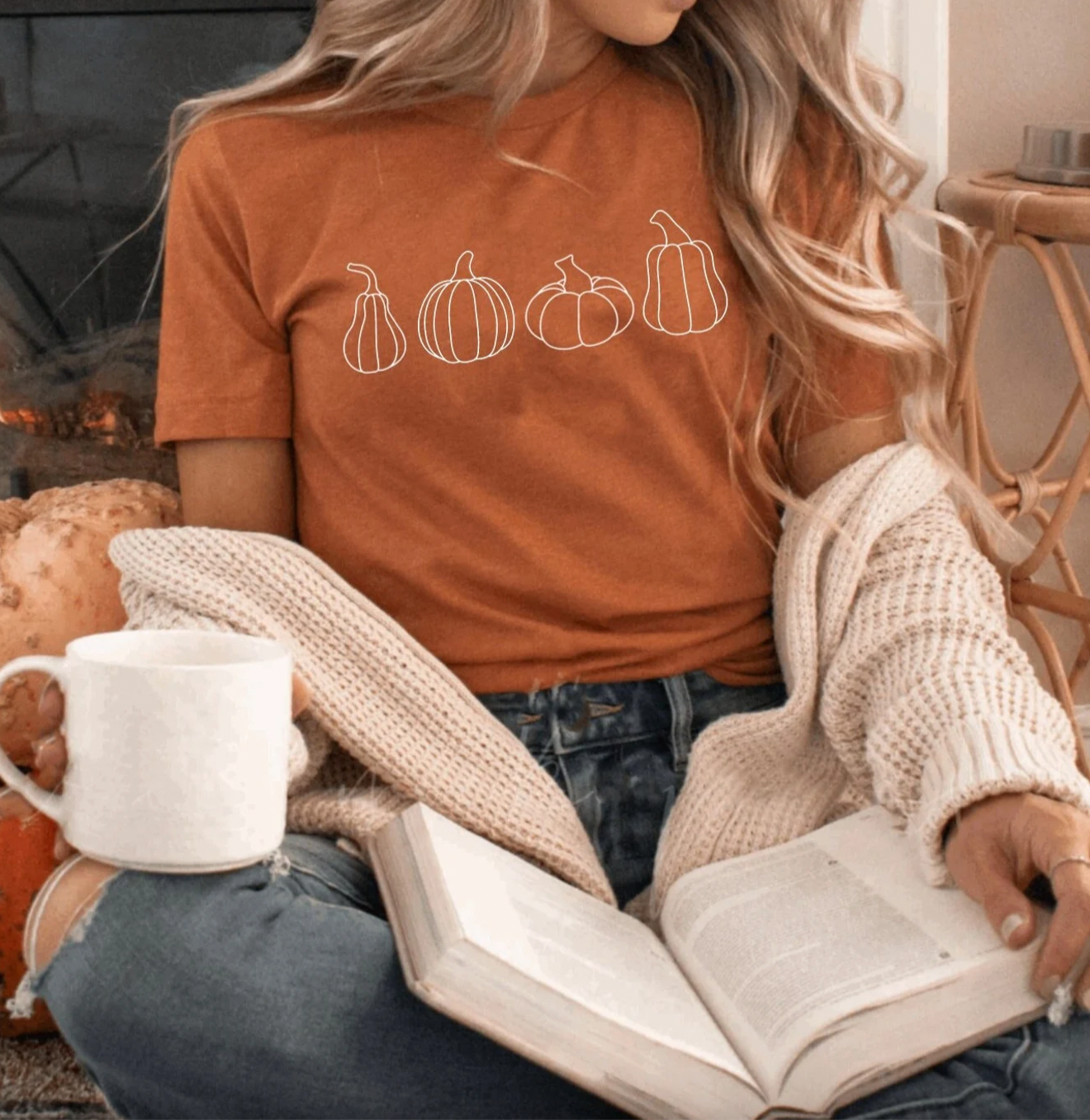 Simple Pumpkins Fall Burnt Orange Shirt