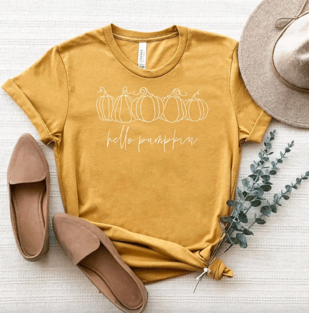 Hello Pumpkin Mustard Fall Shirt