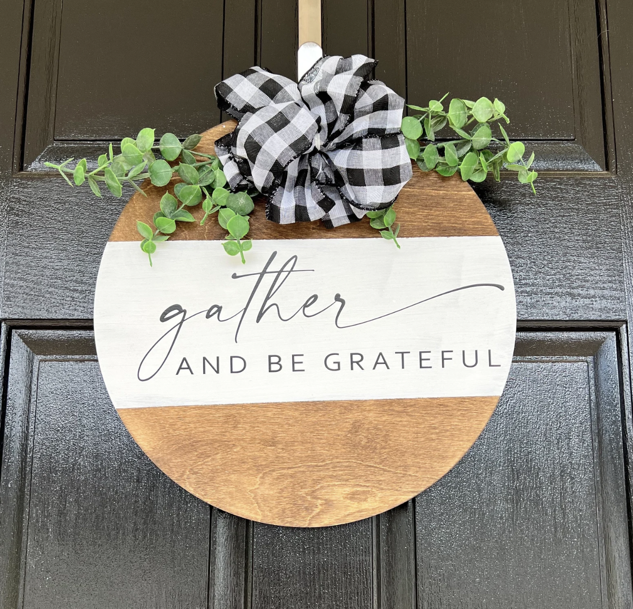 Gather and Be Grateful Fall Round Door Sign