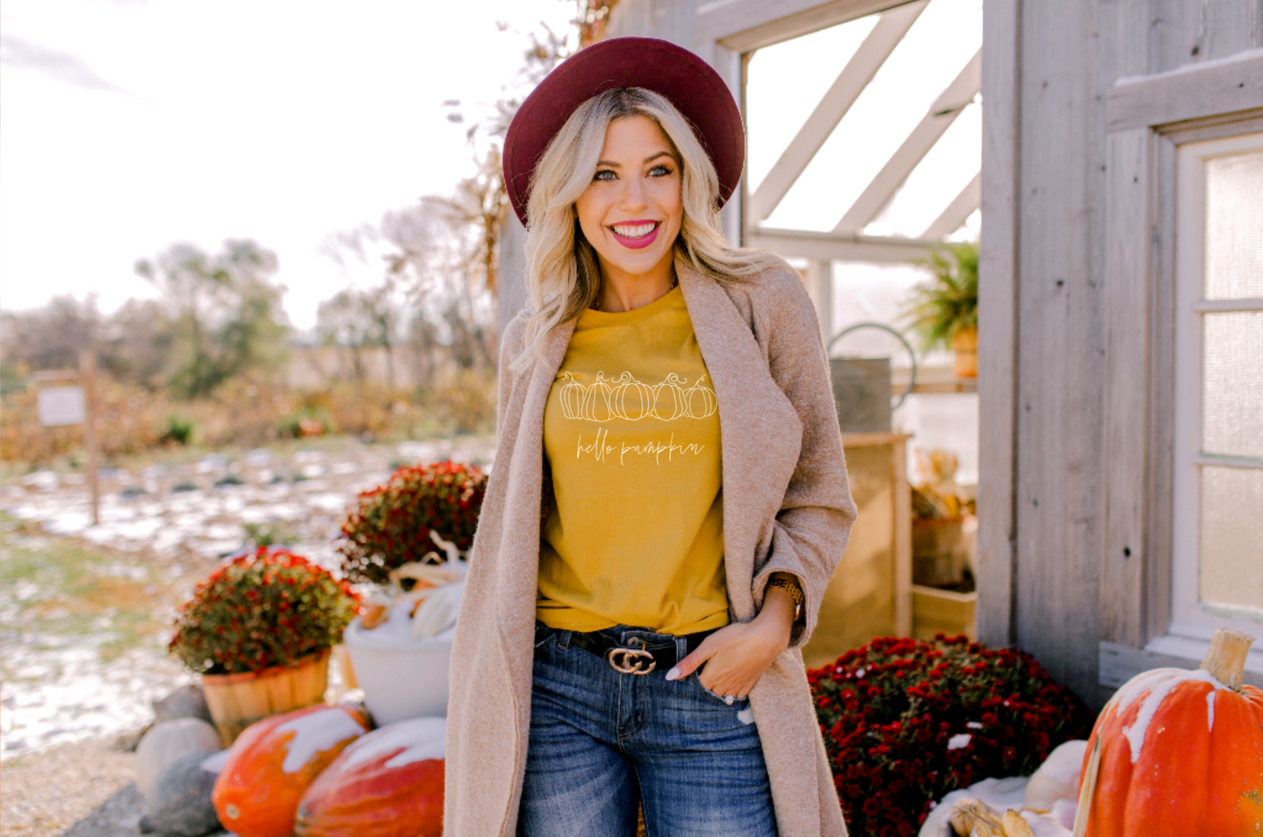 Hello Pumpkin Mustard Fall Shirt