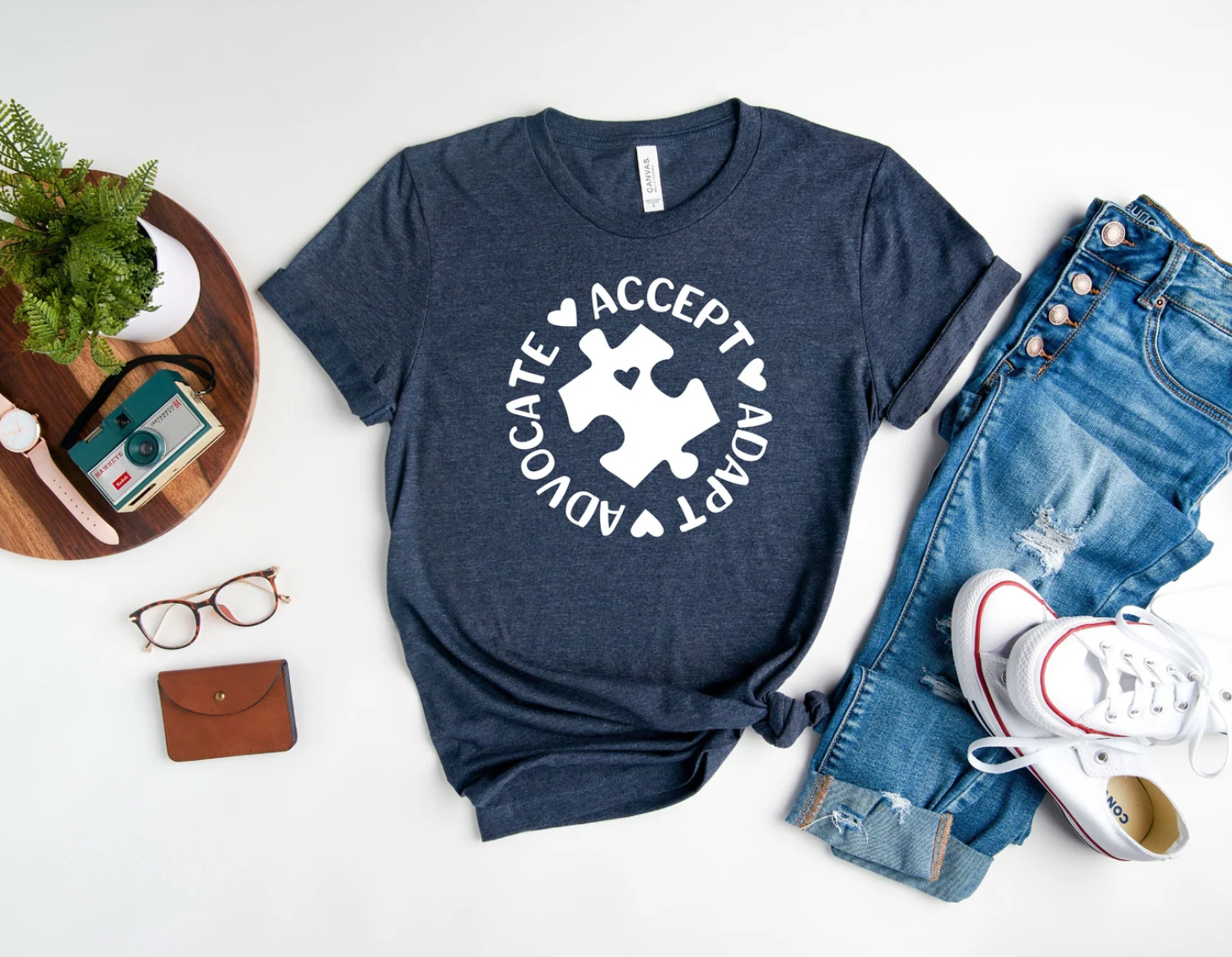 Advocate Accept Adapt Navy Autism Awareness T-Shirt