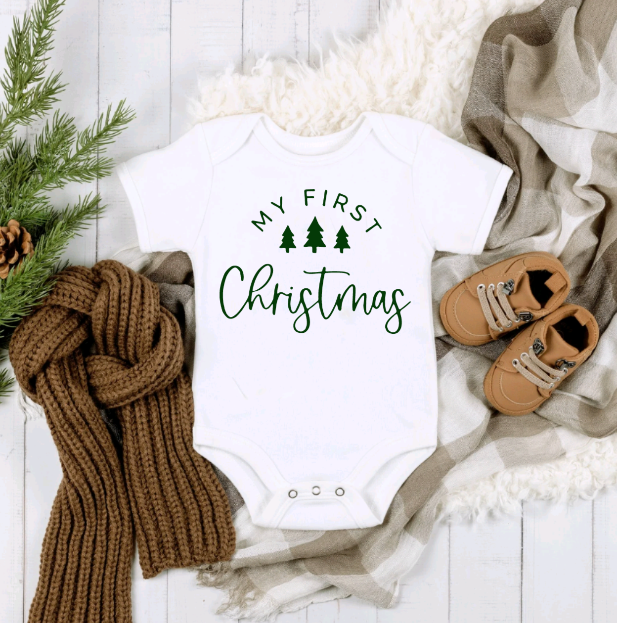 My First Christmas White Bodysuit for Babies First Christmas