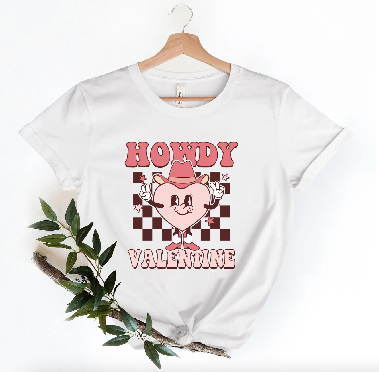 Howdy Country Valentines Day White Tee