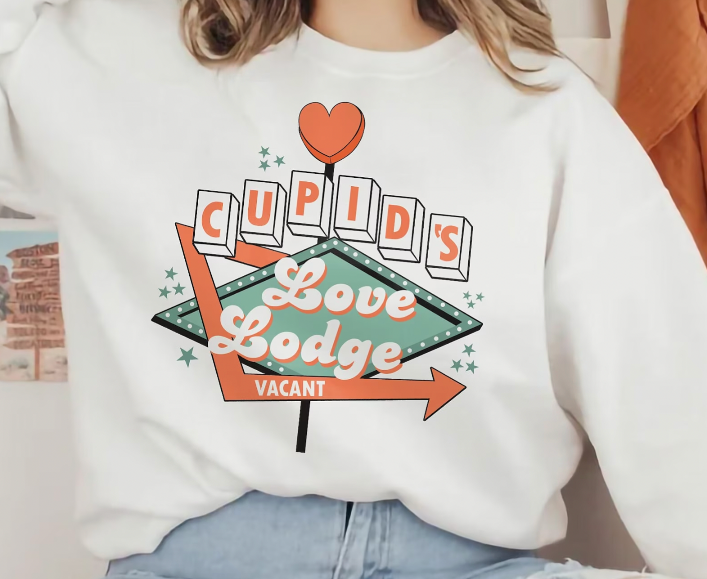 Cupids Love Lounge White Valentine's Day Crewneck