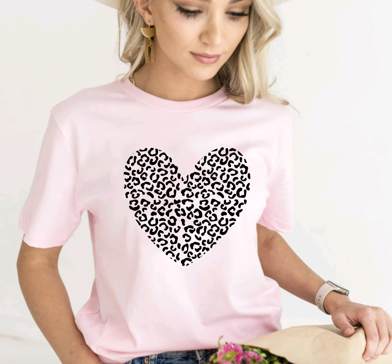 Cheetah Print Pink and Black Valentines Day Tee