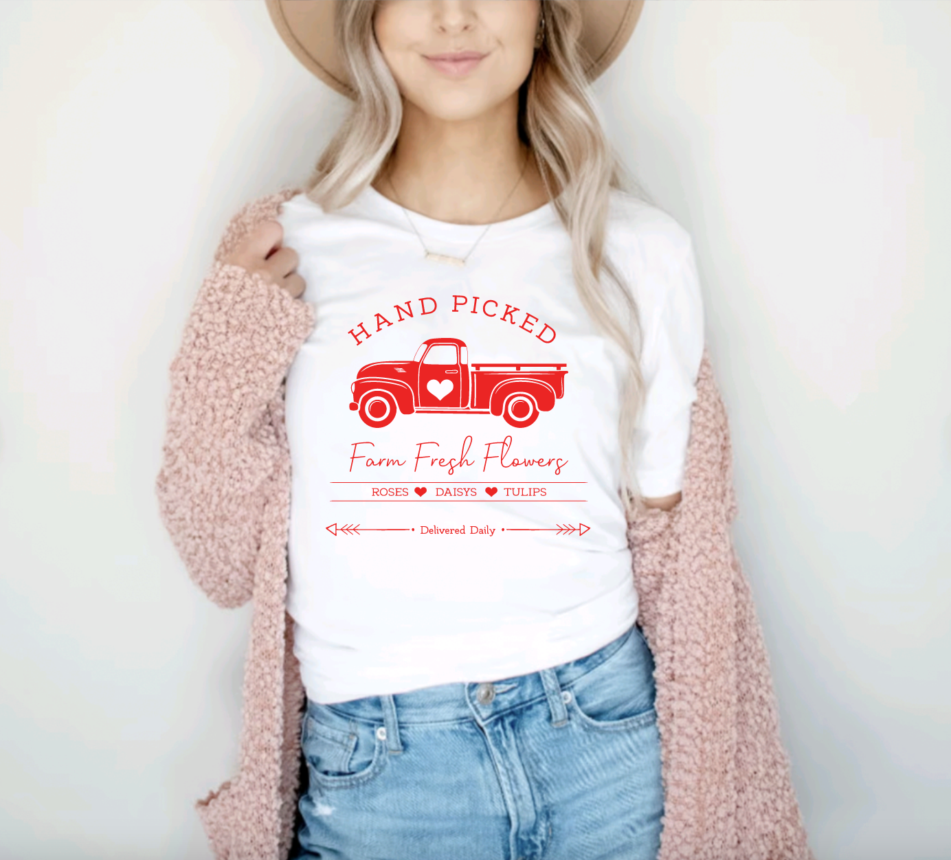 Hand Picked Farm Fresh Flowers Valentine's Day Tee