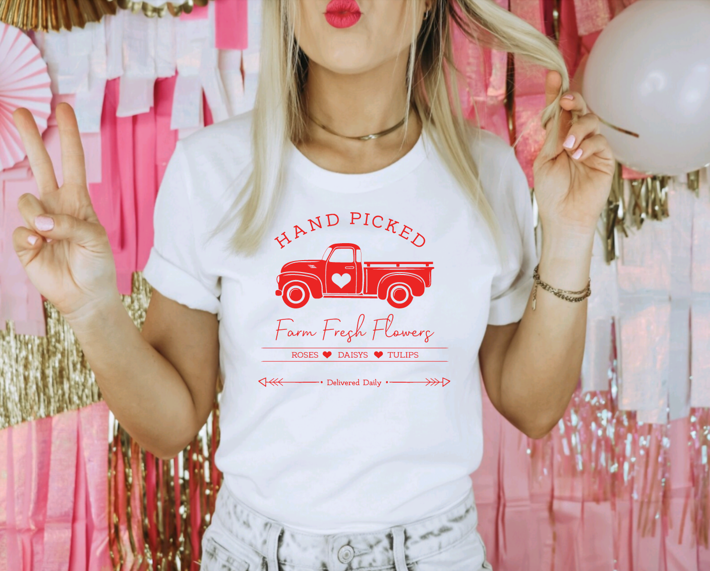 Hand Picked Farm Fresh Flowers Valentine's Day Tee