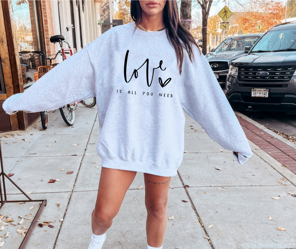Love Is All You Need Light Grey Crewneck