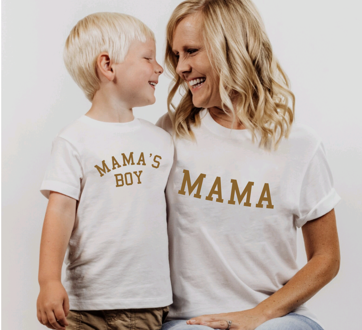 Mama and Mamas Boy Matching Natural Shirts for Mom and Son