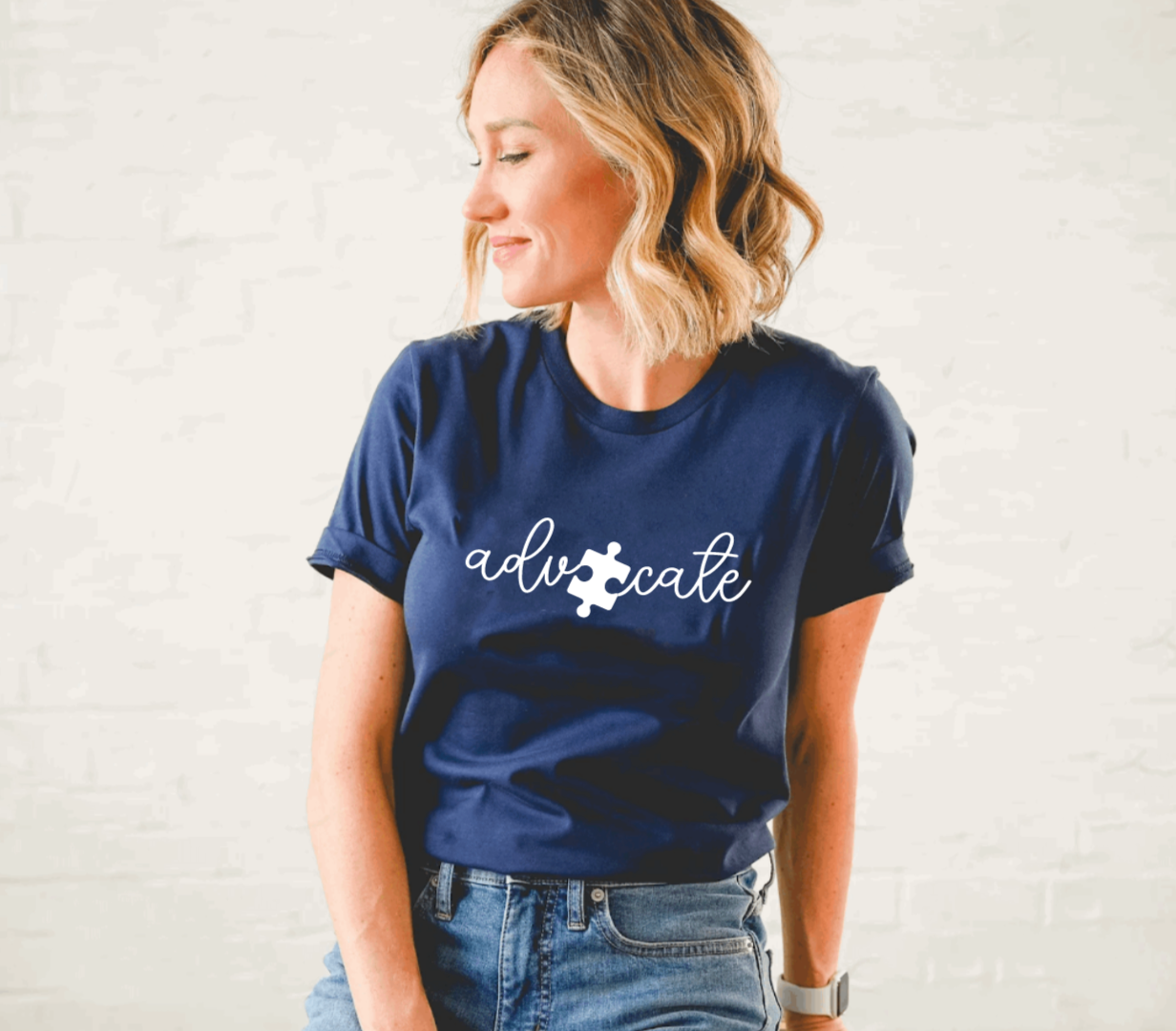 Advocate Accept Adapt Autism Awareness Navy T-Shirt