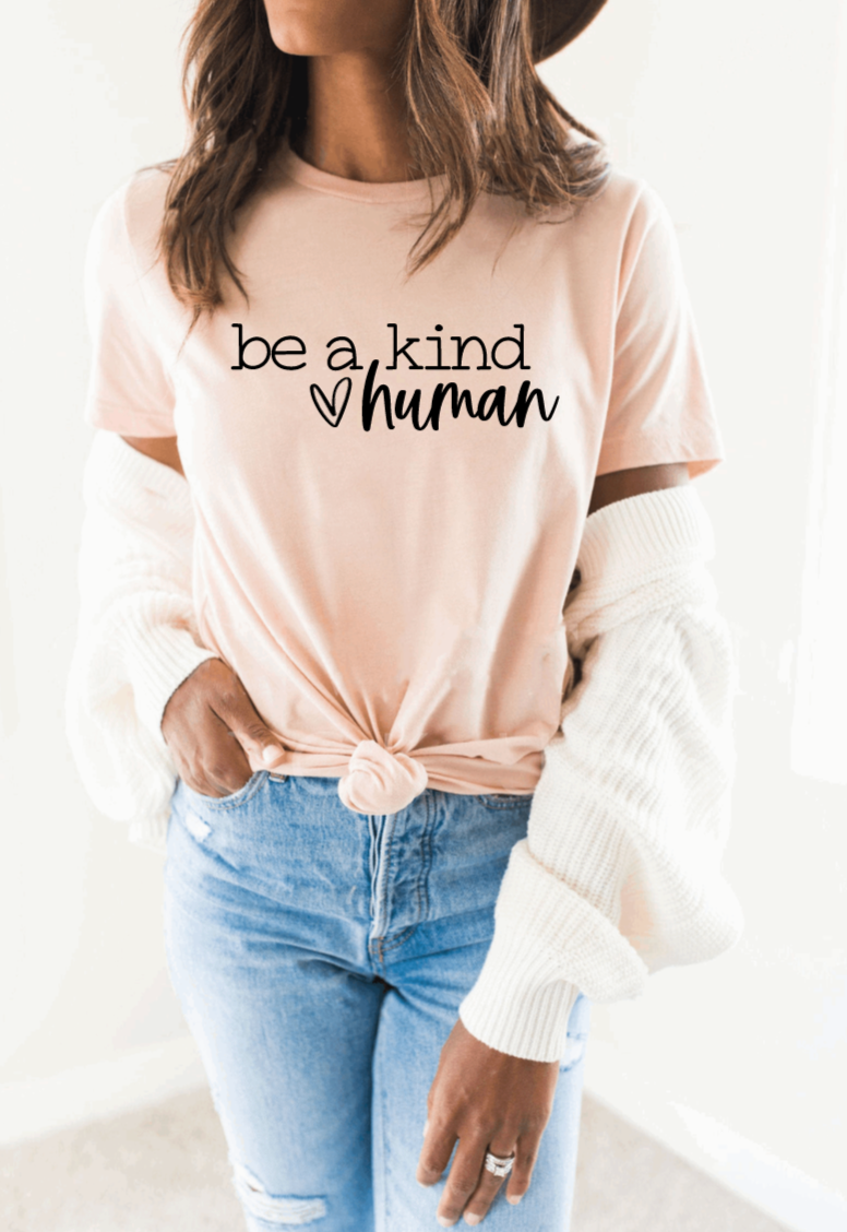 Be A Kind Human Peach Tee
