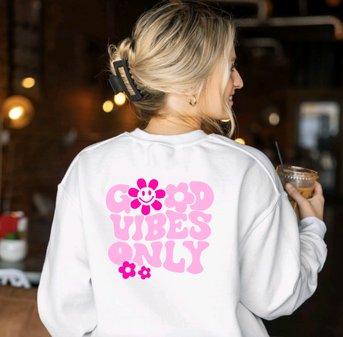 Good Vibes Only White Crewneck