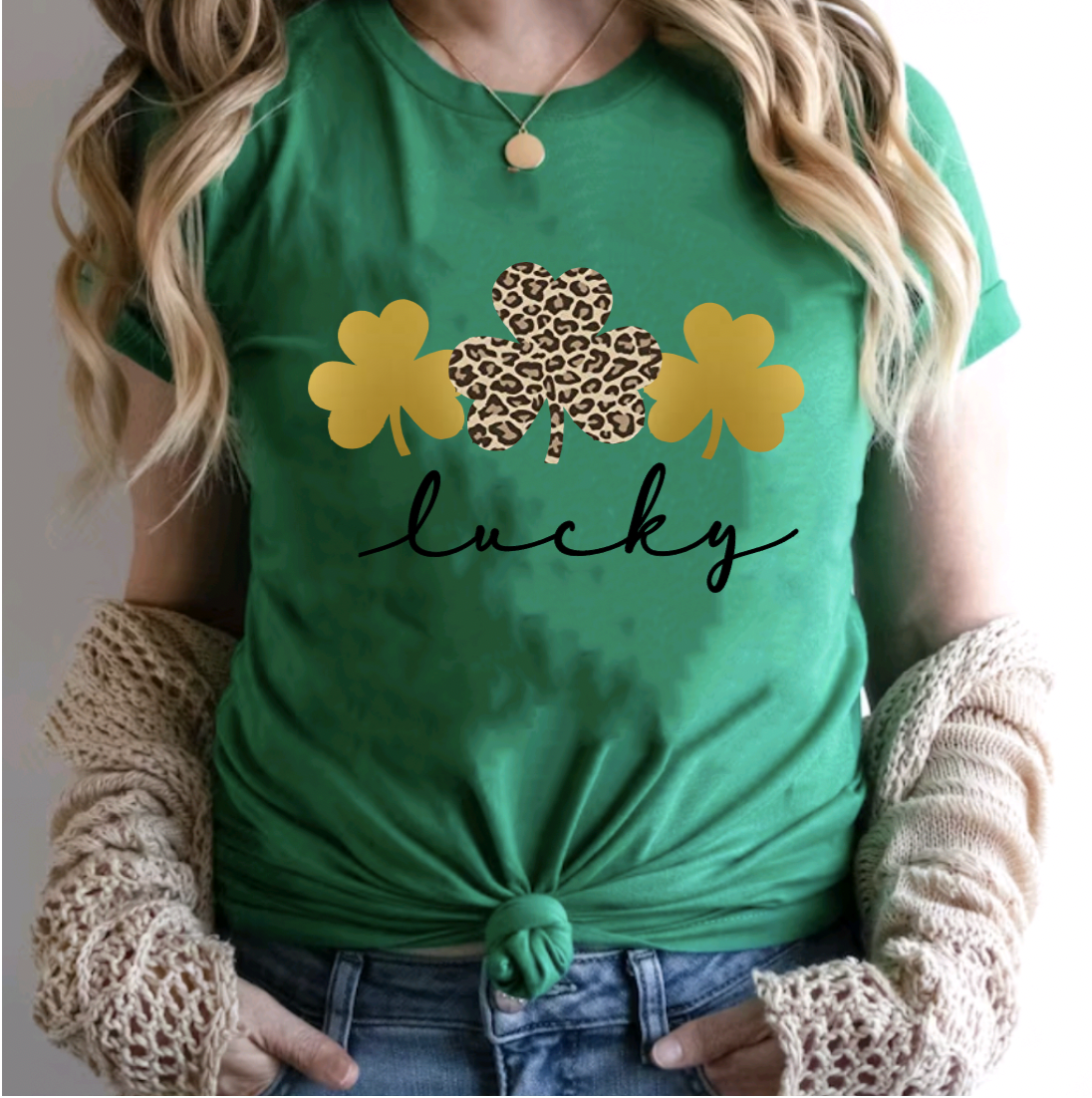 Clover Leopard St. Patricks Day Green Tee