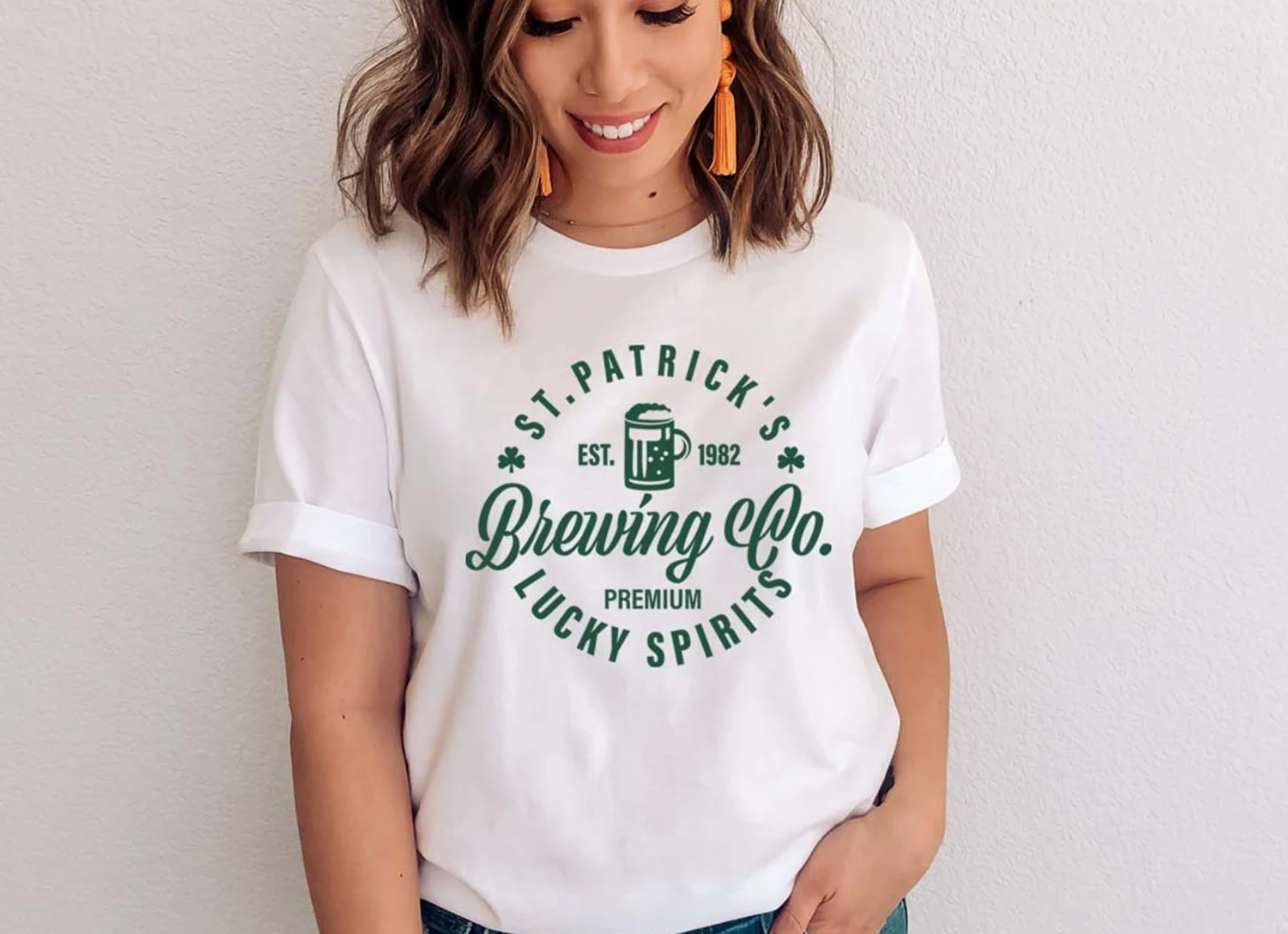 Saint Patricks Brewing Company Lucky St. Patricks Day White Tee