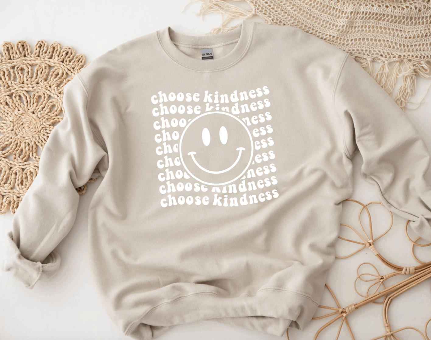 Choose Kindness Retro Tan Crewneck