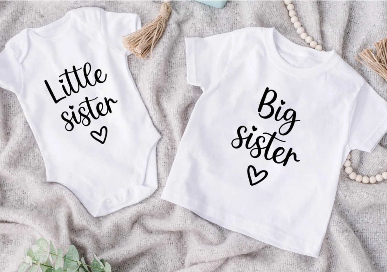 Big Sis Little Sis Matching White Shirts for Sisters