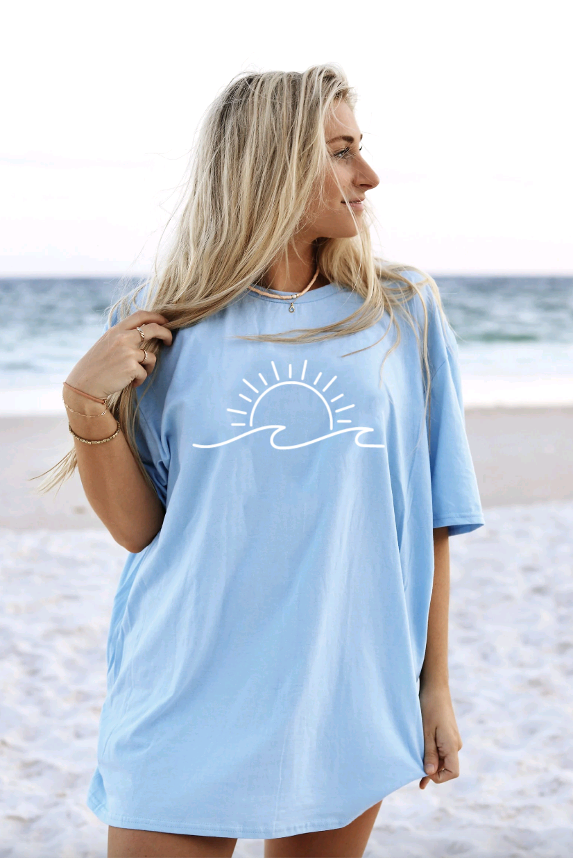 Beach Waves Light Blue Summer Tee