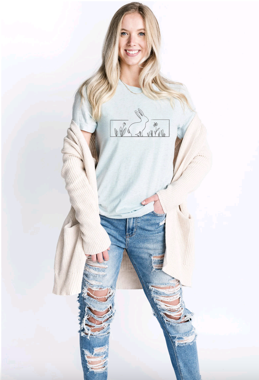 Easter Rabbit Simple Pastel Blue Tee