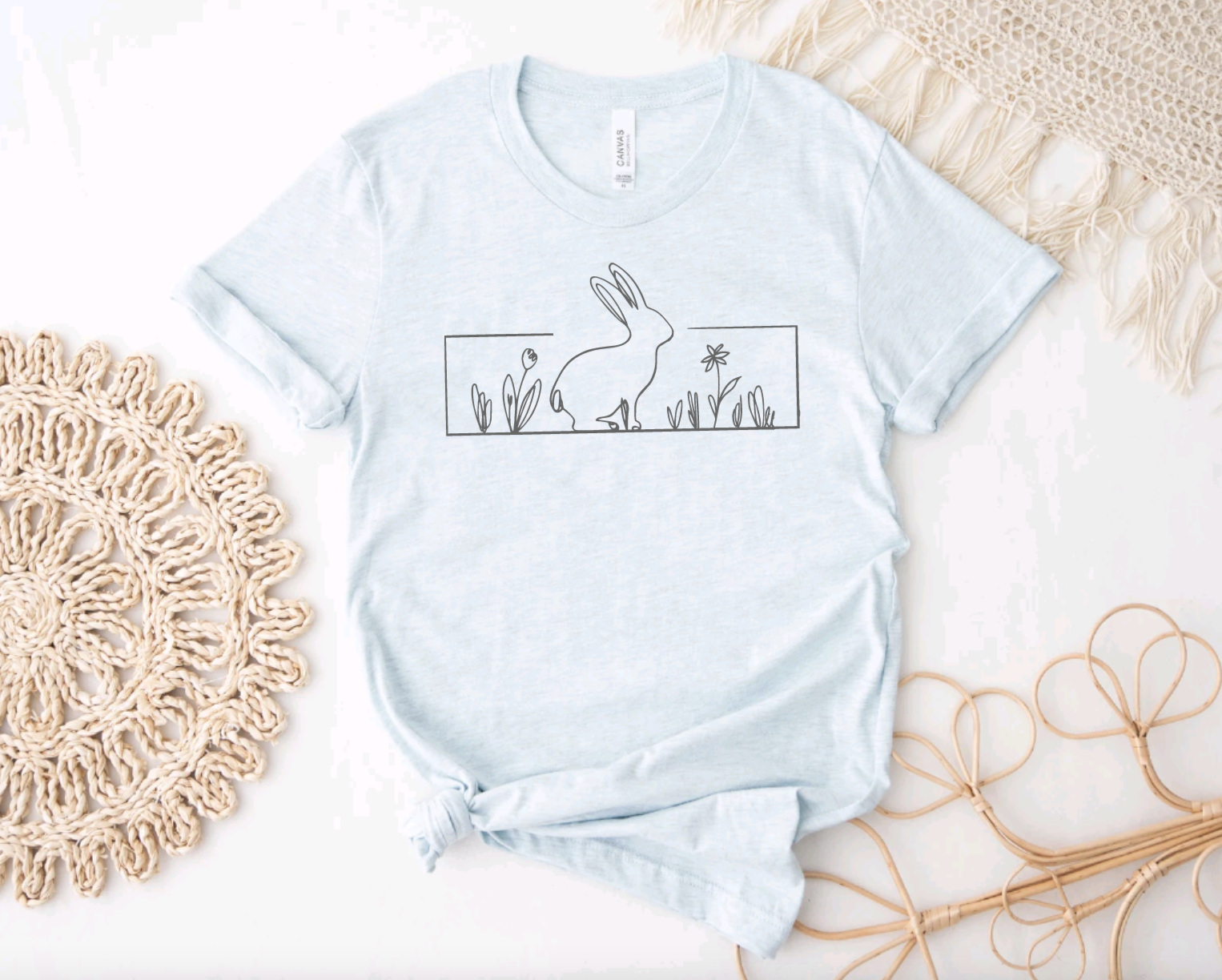 Easter Rabbit Simple Pastel Blue Tee
