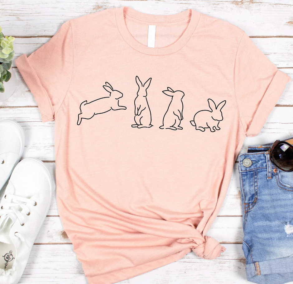 Easter Rabbit Simple Light Peach Tee