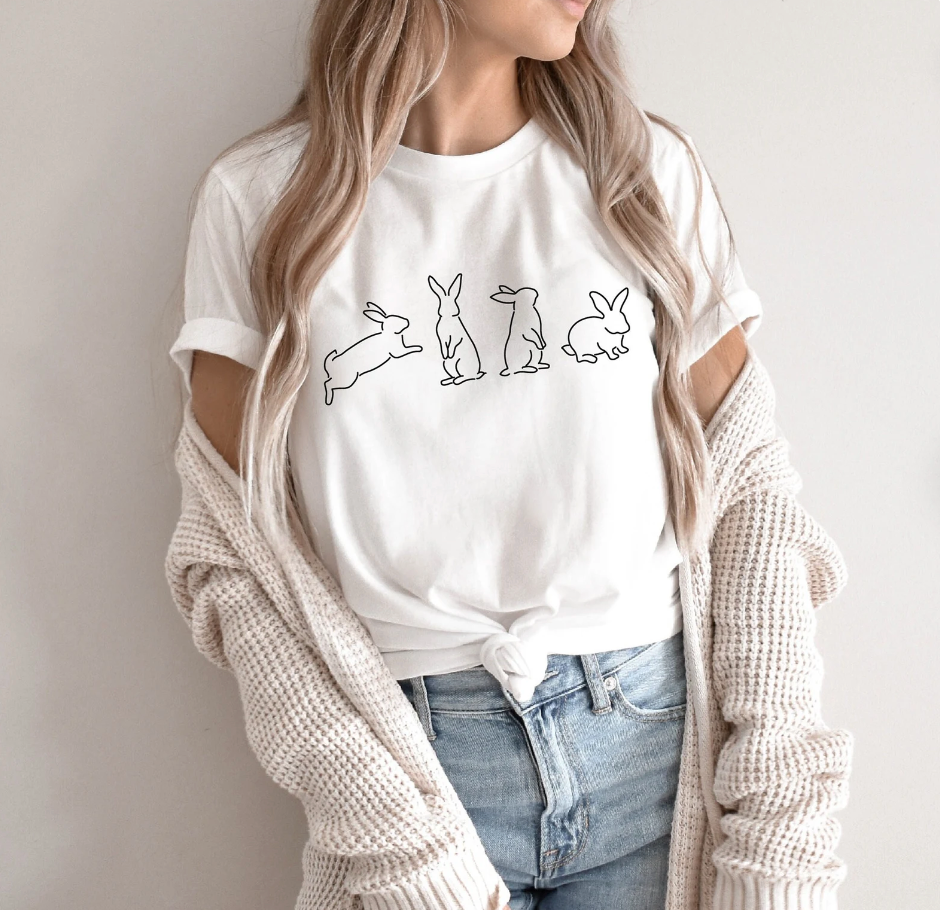 Easter Rabbit Simple White Tee