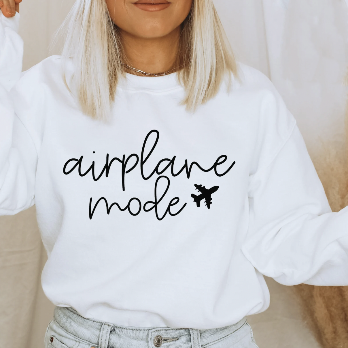 Airplane Mode White Travel Crewneck Sweatshirt