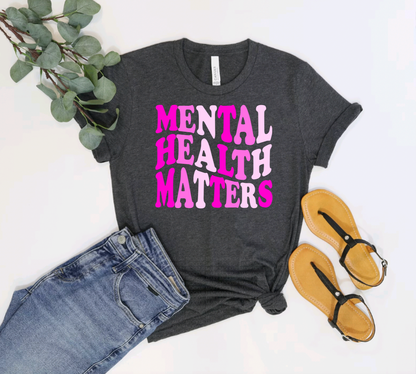 Mental Health Matters Grey Affirmation Tee