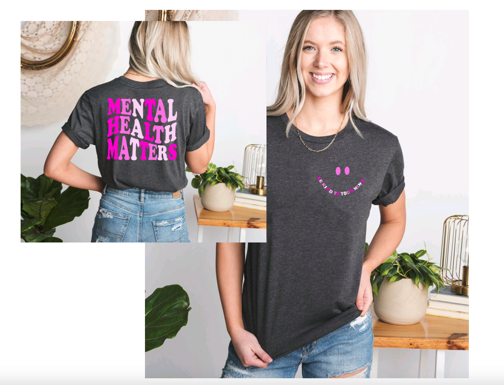 Mental Health Matters Grey Affirmation Tee