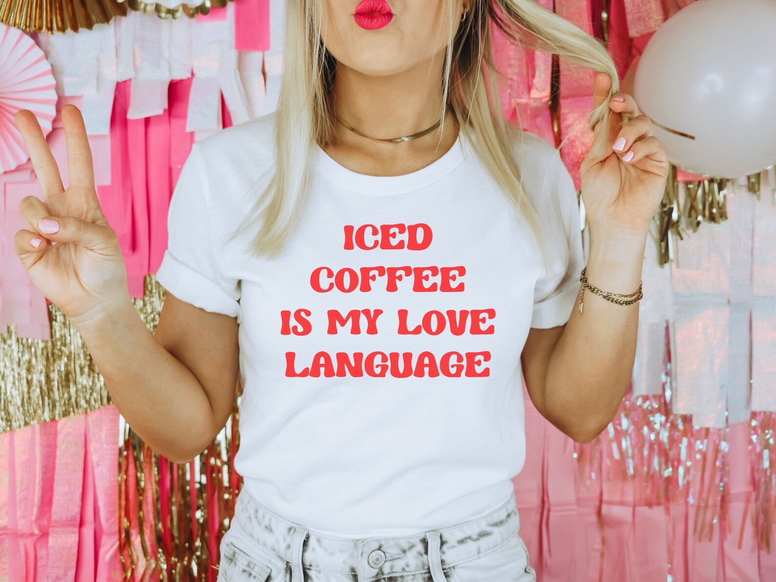 Iced Coffee Is My Love Language Valentine White Tee