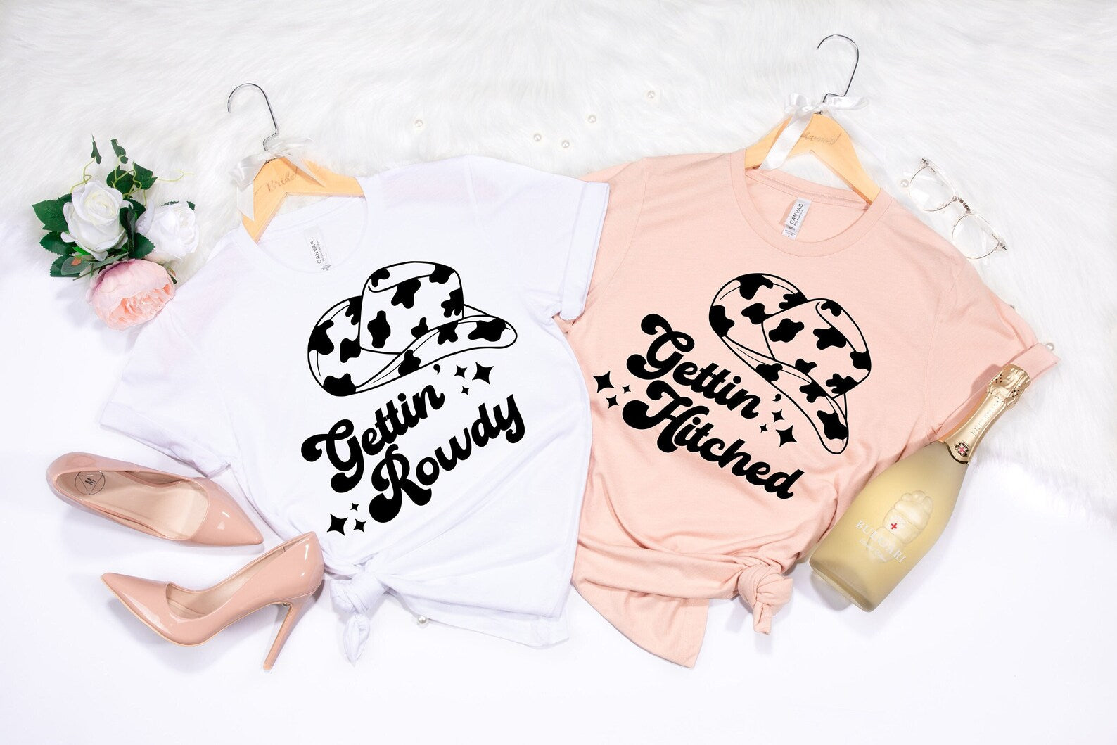 Getting Hitched Getting Rowdy Matching Bachelorette Shirts