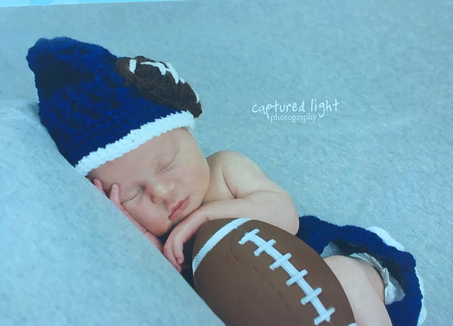 Navy and White Paw Print Hat and Diaper Cover Set