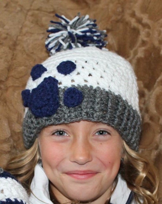 Handmade Football Paw Print Beanies