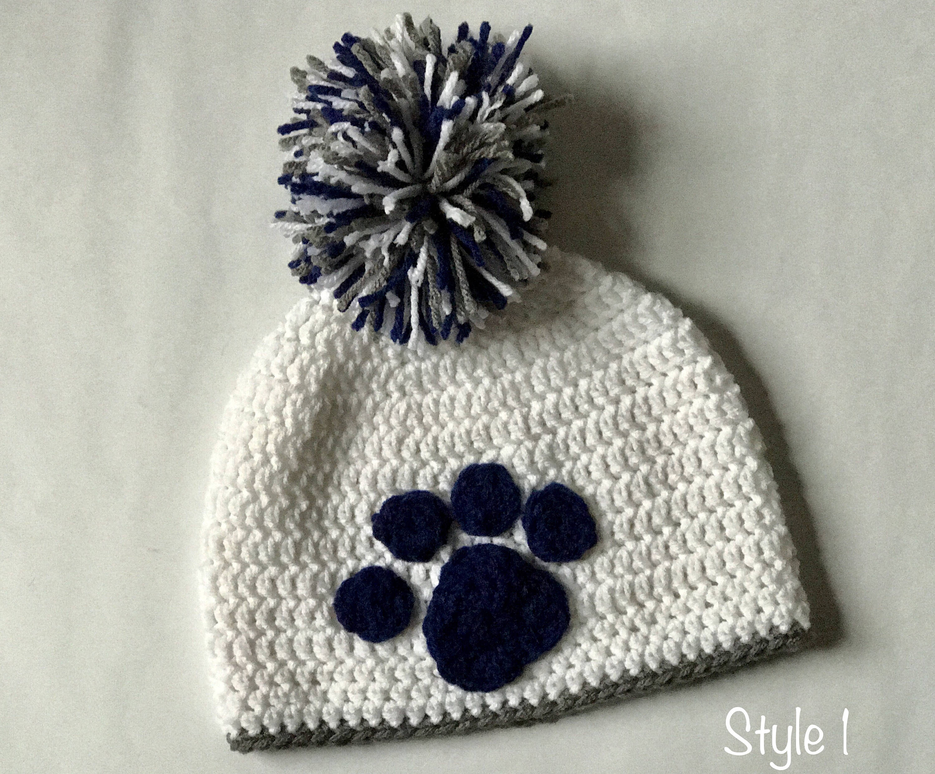 Handmade Football Paw Print Beanies