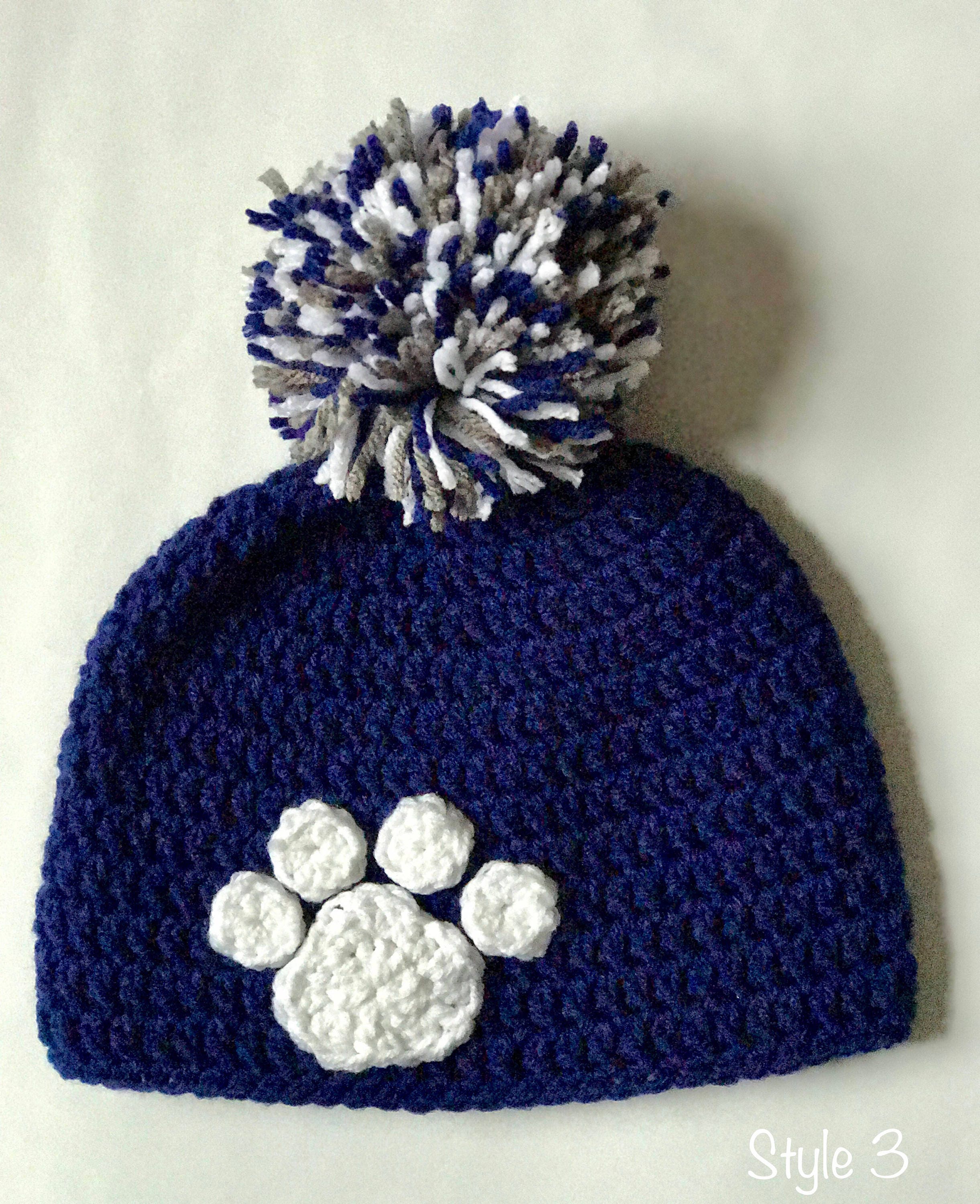 Handmade Football Paw Print Beanies