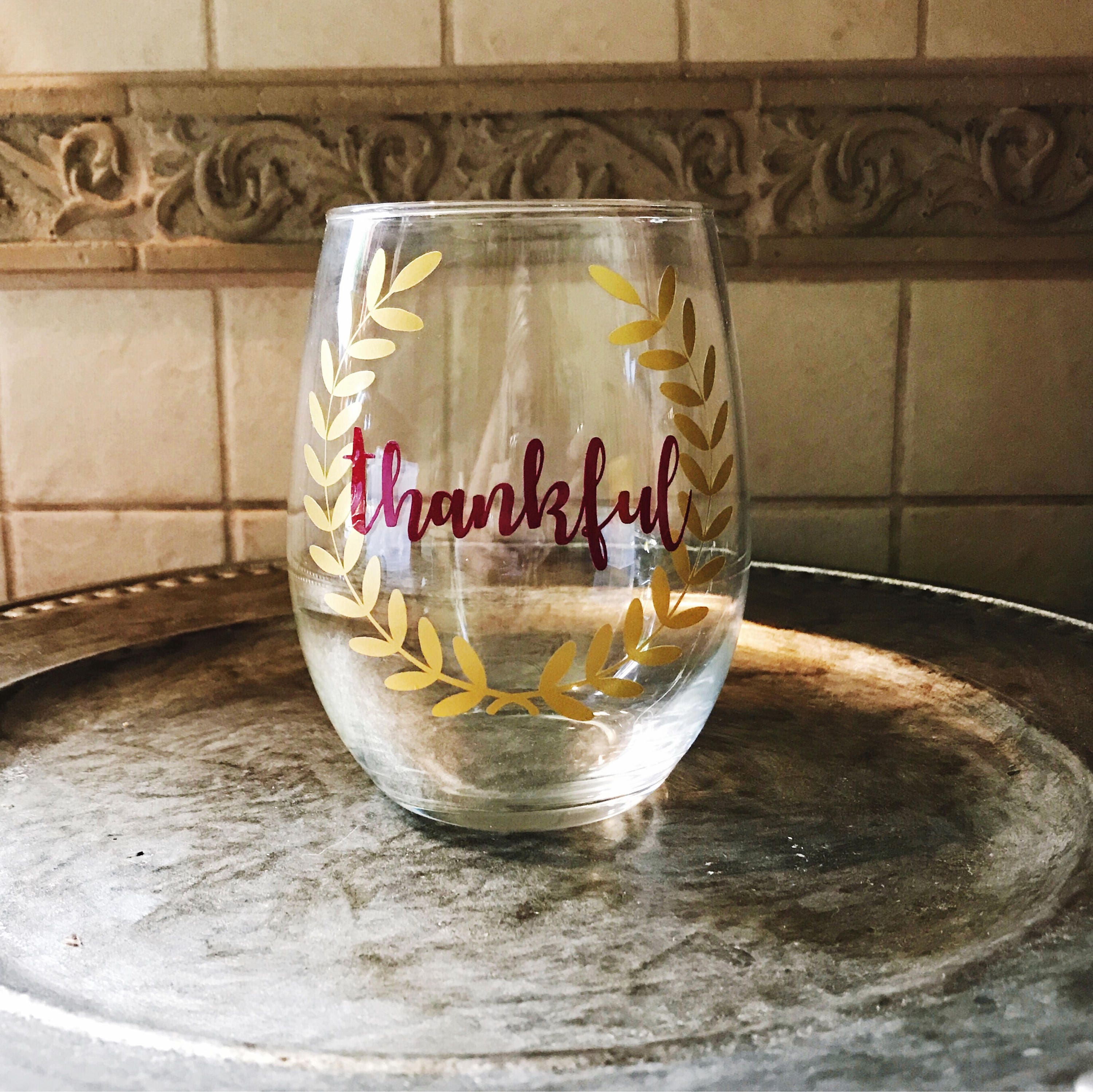 Thankful Wine Fall Wine Glass