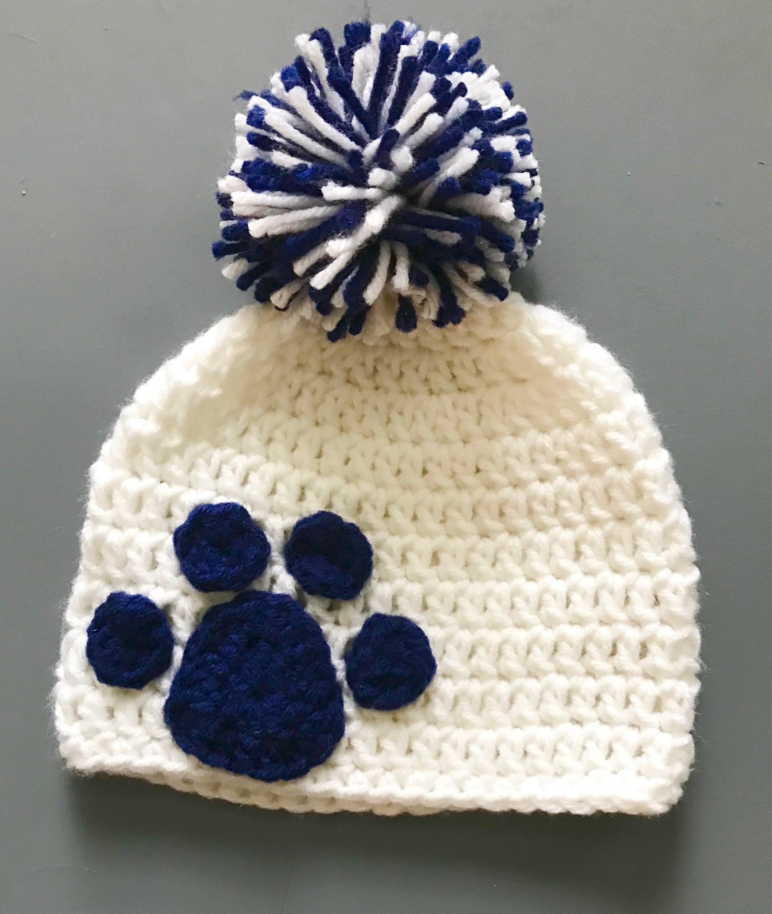Handmade Football Paw Print Beanies