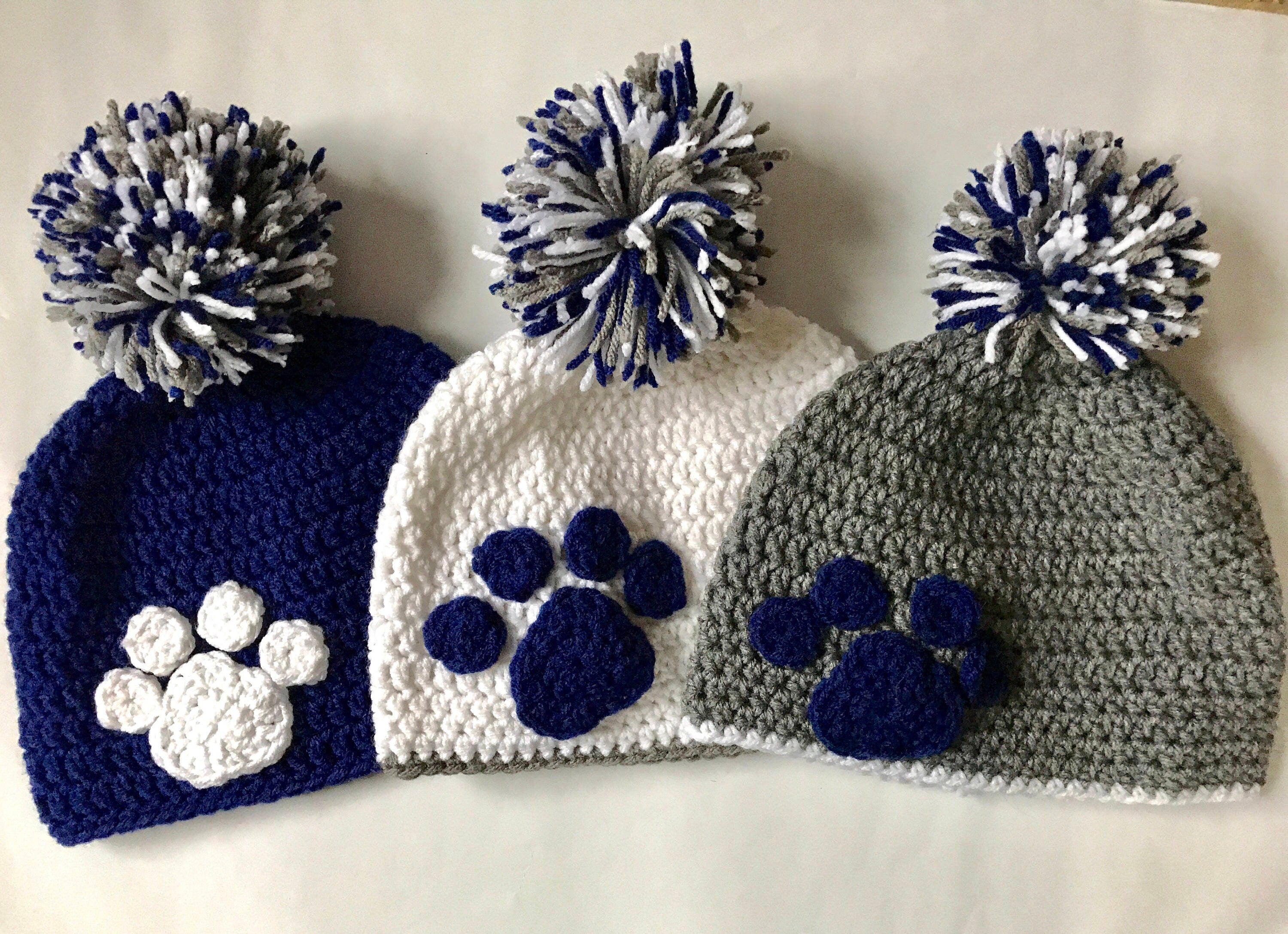 Handmade Football Paw Print Beanies