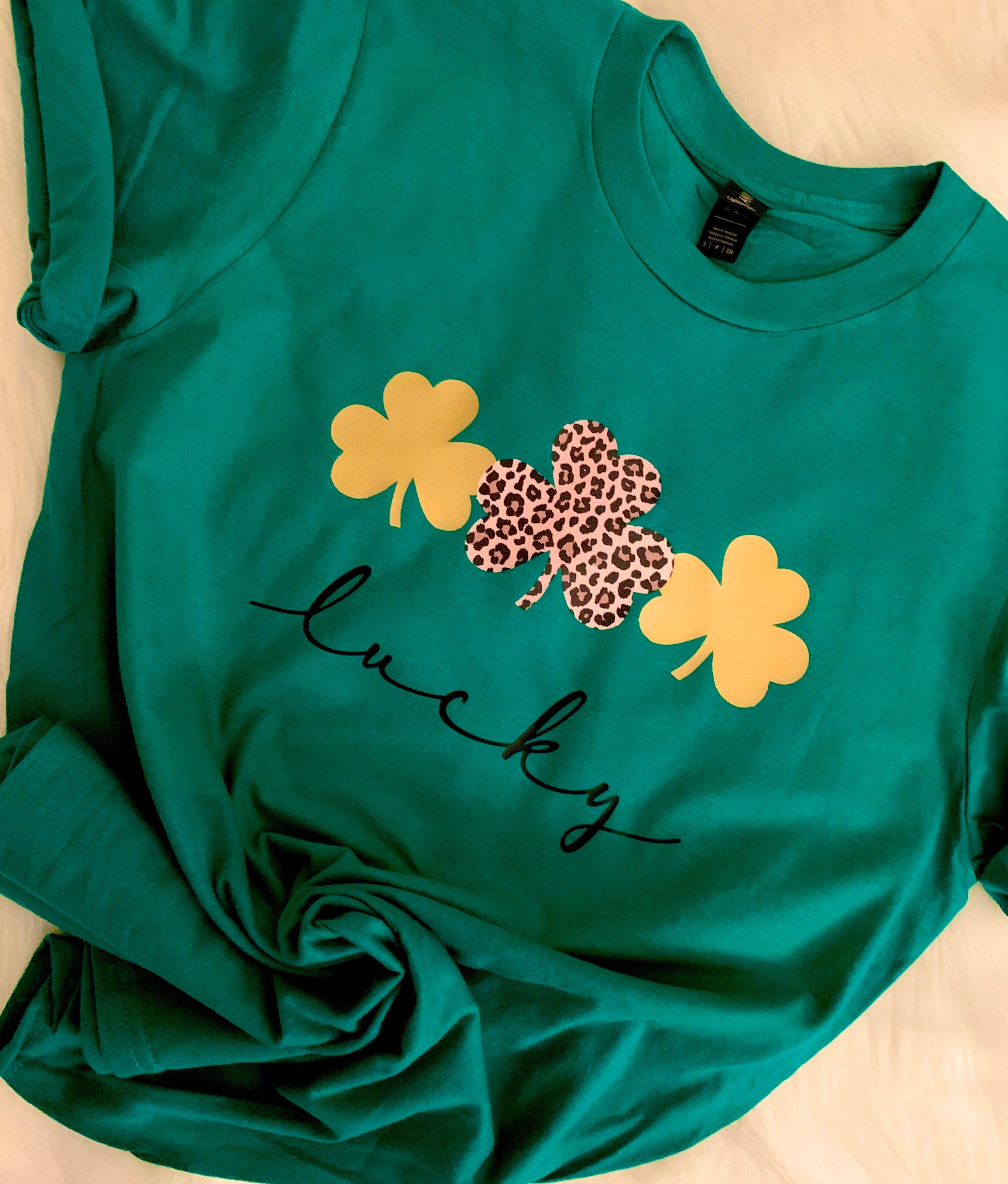 Clover Leopard St. Patricks Day Green Tee
