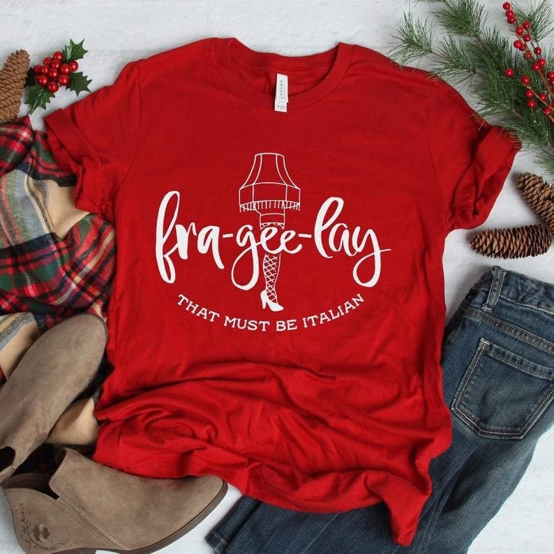 Fragile Must Be Italian Funny Red Christmas Shirt for Adults and Kids