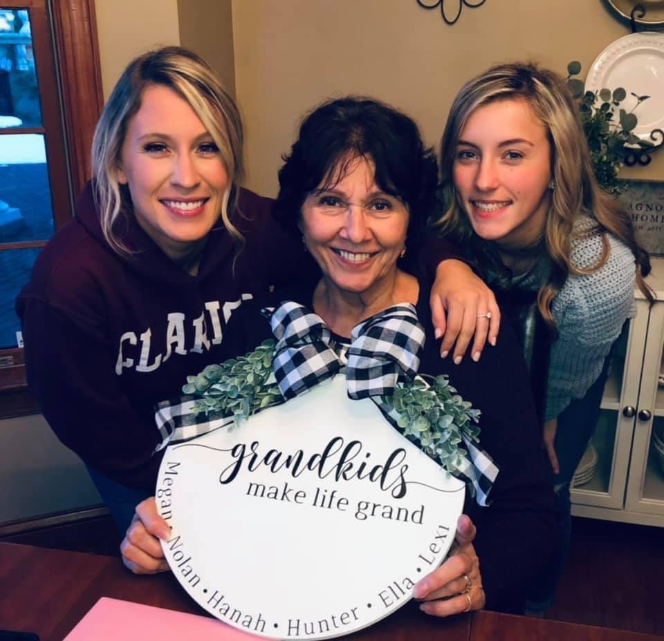 Grandkids Make Life Grand Round Wooden Door Sign