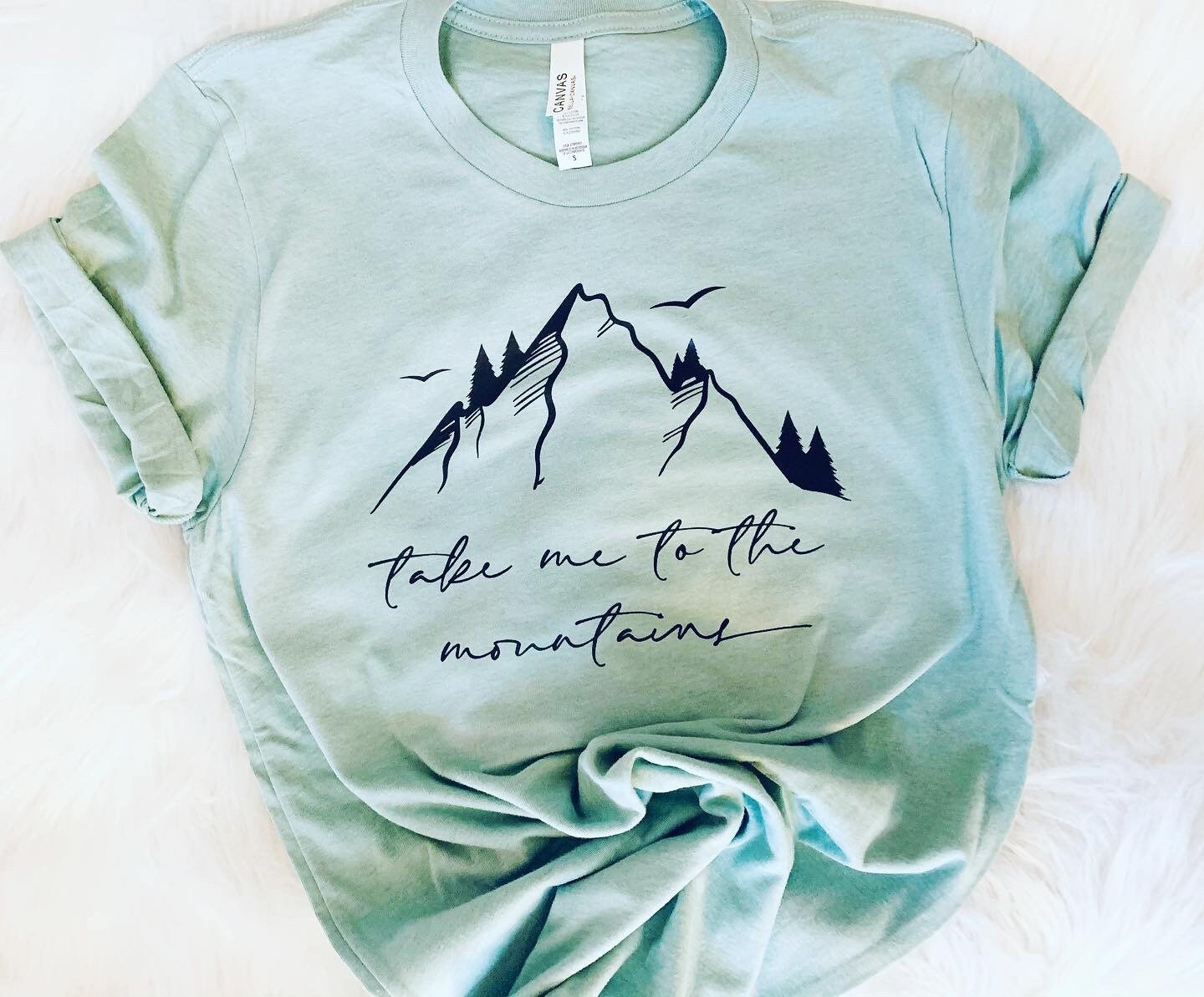 Take Me To the Mountains Light Blue Tee